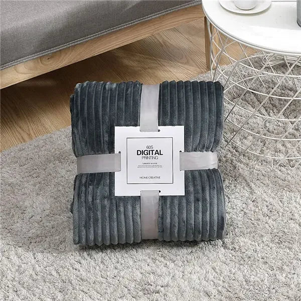 Tiktok Viral Cozy Striped Flannel Blankets - Soft Pink & Blue Mink Throw for Beds, Sofas, and Travel