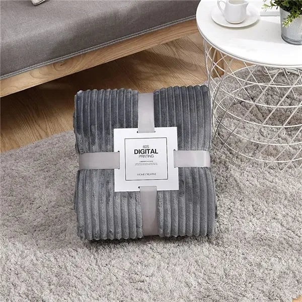 Tiktok Viral Cozy Striped Flannel Blankets - Soft Pink & Blue Mink Throw for Beds, Sofas, and Travel